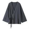 2025 Spring Women's Kimono Jacket & Wide-Leg Pants Set with Casual Tie Design