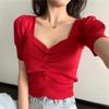 Summer New Model Leaking Clavicle Sexy Low-cut V-neck Cool Silk Inner Layering Base Sweater Top T-shirt for Women