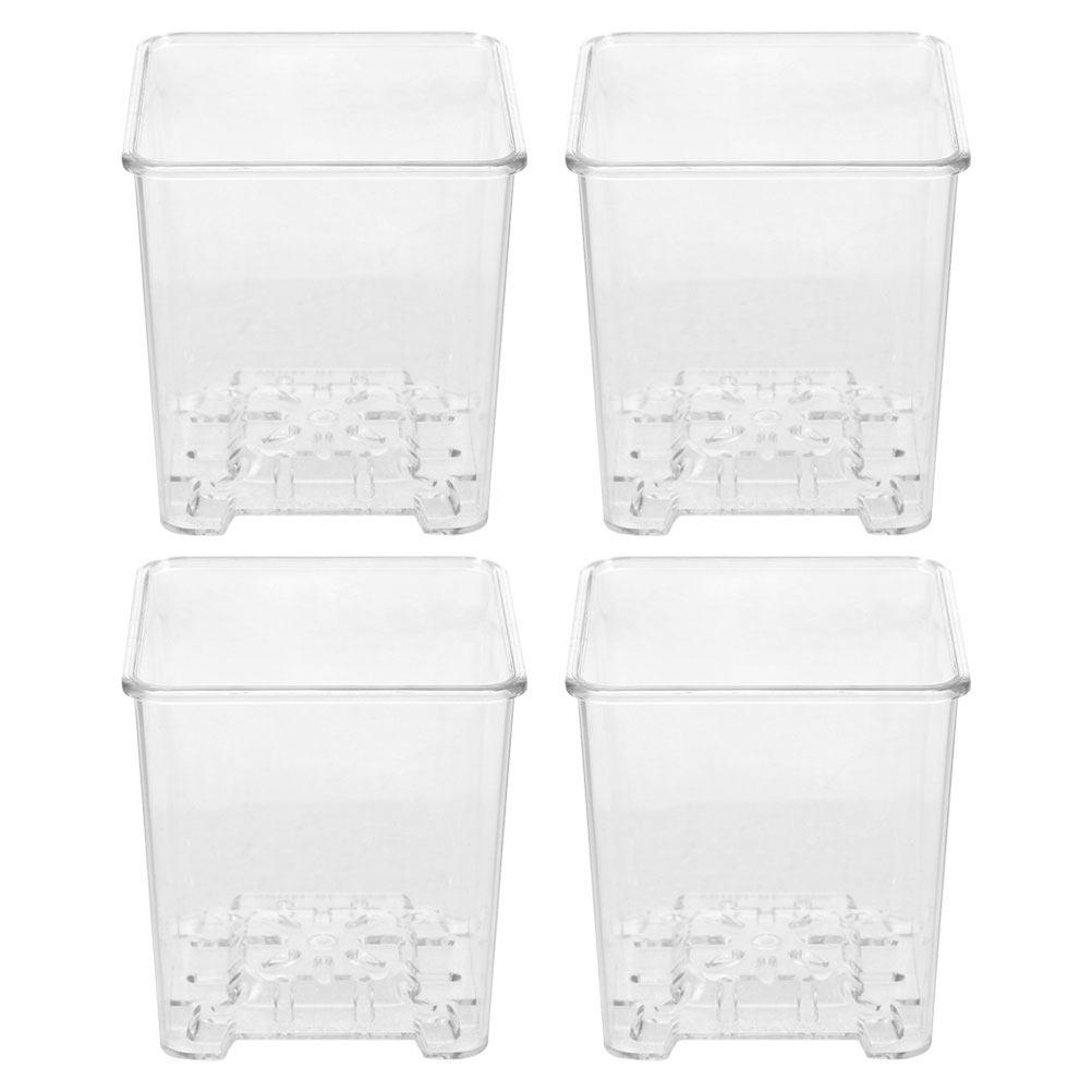 4Pcs Orchid Flower Pots Transparent Acrylic Planters Clear Orchid Pots Drainage Ventilation for Healthy Root Growth