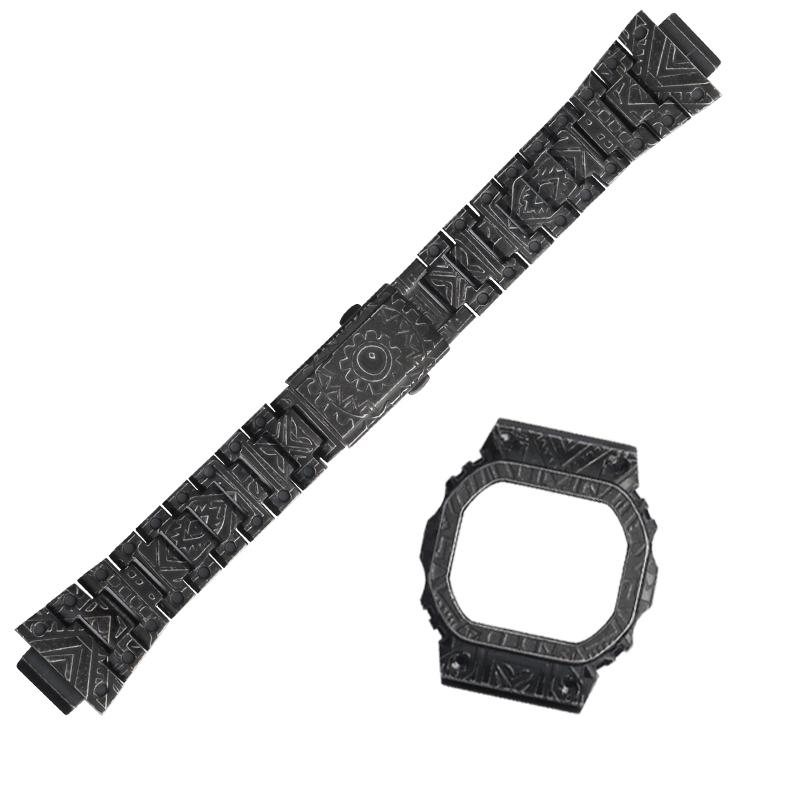 DW5600 Mod Kit Modified Retro pattern Stainless Steel Watch case strap For Casio G-SHOCK DW-5600 GW-5600 Watch Indian style Men