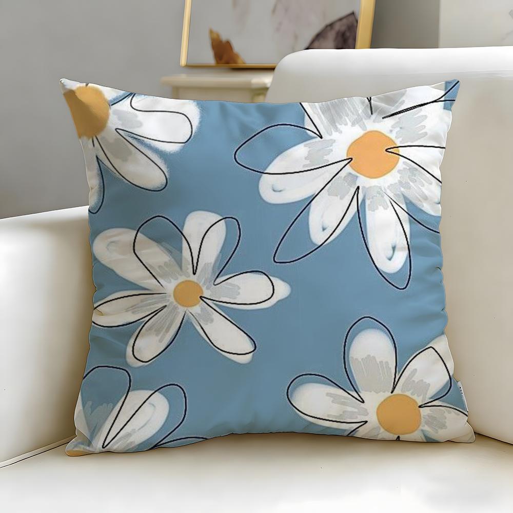 classic pattern Line Flowers Cushion Cover Soft  EasyWash Pillow Case  Versatile for Couch Bed Travel and Office