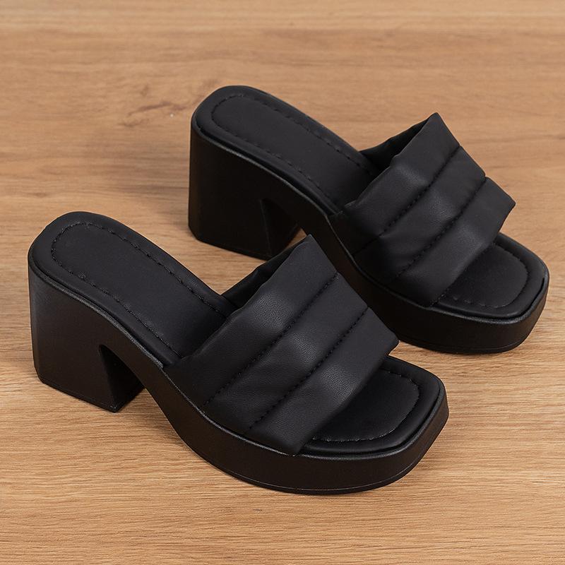 Fashion Women Summer High Heels Slippers Women Chunky Sandals Design New Casual Shoes Platform Slingback Flip Flops Zapatos Femme Pumps