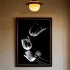 Black And White Art Plant Flower Poster HD Art Sticky Wall Waterproof Home Living Room Bedroom Bar Aesthetic Decoration