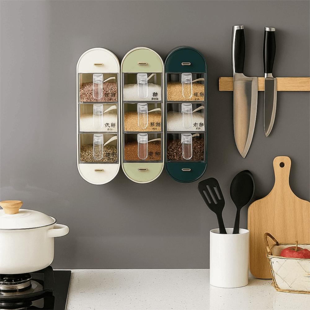 Sealed Wall-Mounted Seasoning Box Plastic Spice Container Practical Spice Dispenser  for Home