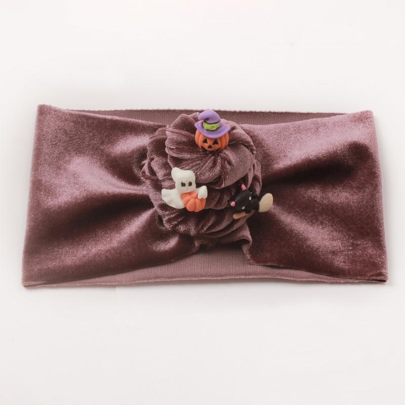 Halloween hair accessories children's pumpkin headband webbing bow golden velvet headband baby headband