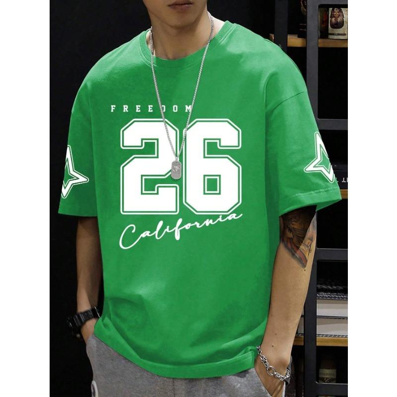 Printed Men's T-shirt, Men's Short Sleeved Sportswear, Football T-shirt, Retro 5-color T-shirt, Men's Clothing