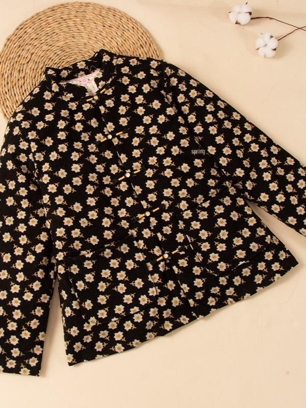 Winter New Chinese Style Pure Cotton Hand-Stitched Detachable Core Coat for Mothers