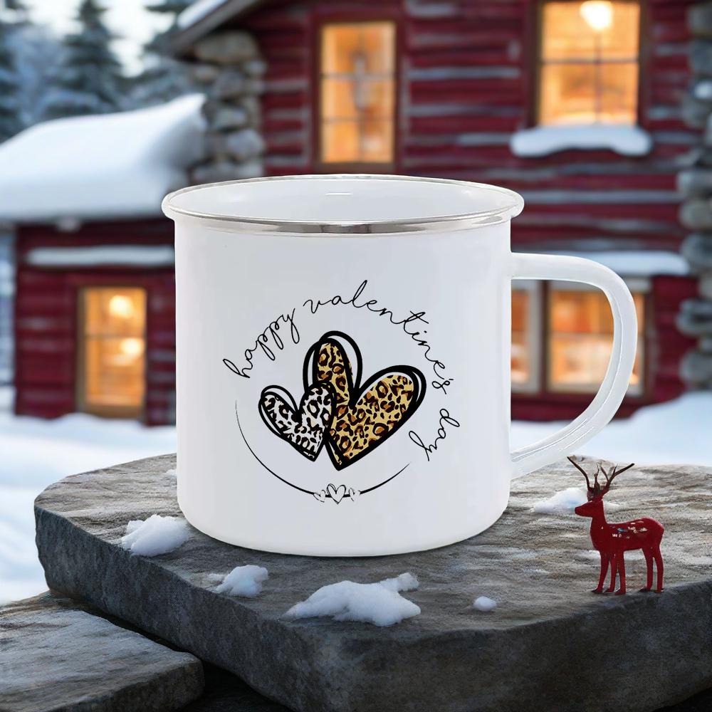Valentine Gift Coffee Mugs For Couples Holiday Present Drinkware Breakfast Cup Pink Enamel Mug Love Milk Cups Romantic Funny Tea