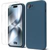 Coque pour iPhone 17e, Protection Silicone Liquide Ultra Slim Souple Bleu Marine - 2 Verres Trempés