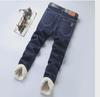 Men's Winter Fleece-Lined Thick Jeans: Loose Straight, Durable Warm Pants