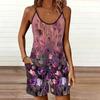 Womens Sleeveless Spaghetti Strap Romper Flowers Print Pocket Short Jumpsuit
