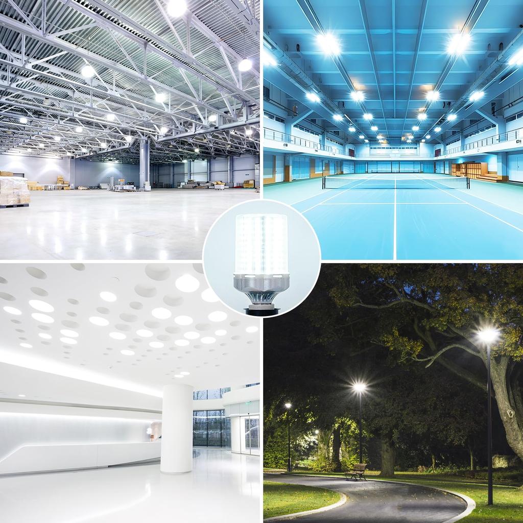 OKALUMI 2-Pack LED Bulbs, E26 Base, LED Corn Light, Corn-Shaped Garage Light, Daylight White 6000K, Equivalent To 200W-250W FluorescentMercury Lamps,