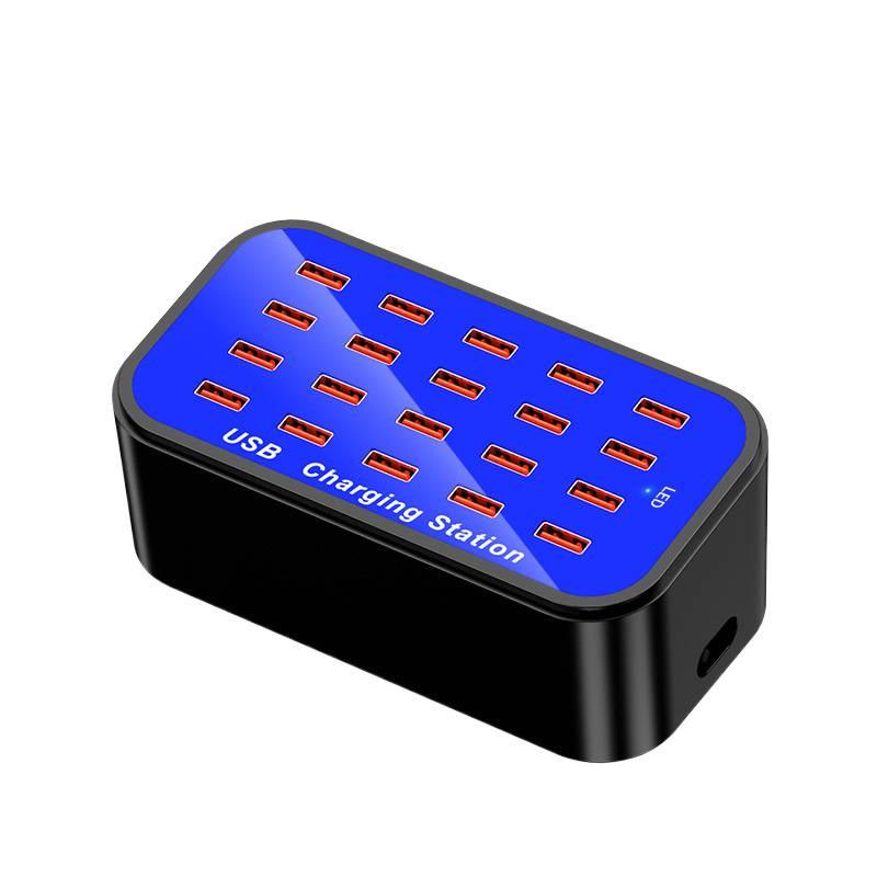 100W 20-Port USB Charger, High-Power 5V/2A Multi-Port Charging Station