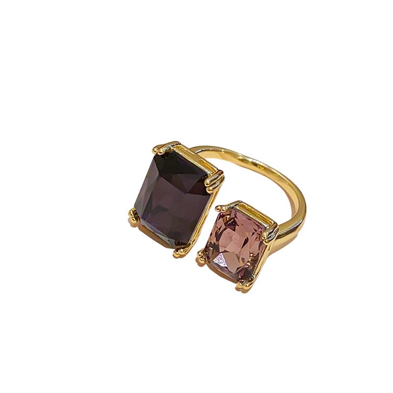 Elegant Rhinestone Open Square Ring - Versatile High-End Fashion Jewelry