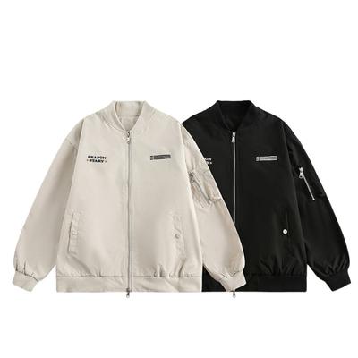 Chaqueta Retro con Cremallera Bordada y Cuello Alto para Hombres y Mujeres en Otoño Holgada y Versátil Uniformes de Béisbol para Parejas