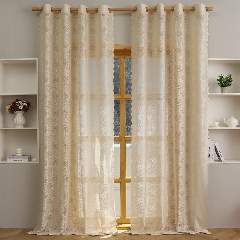 Französischer Spitzen-Transparenter Vorhang Weiß Luftige Fenstergardinen Schlafzimmer Wohnzimmer