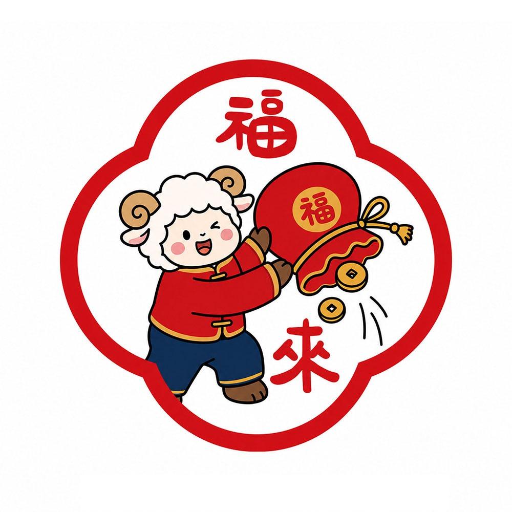 Blessing Words Good Luck Window Sticker Waterproof Lamb Sheep Door Stickers  Chinese New Year