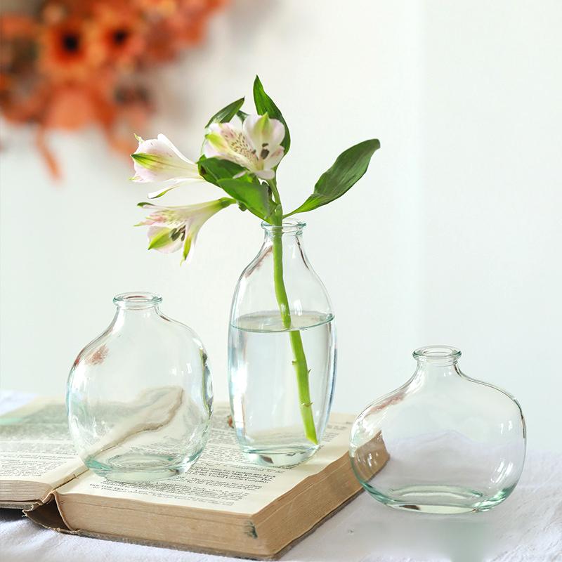 Retro Glass Flower Vase Irregular Transparent Vasen Home Desktop Dinner Table Flower Pot Ornament Decoration Hydroponic Planter