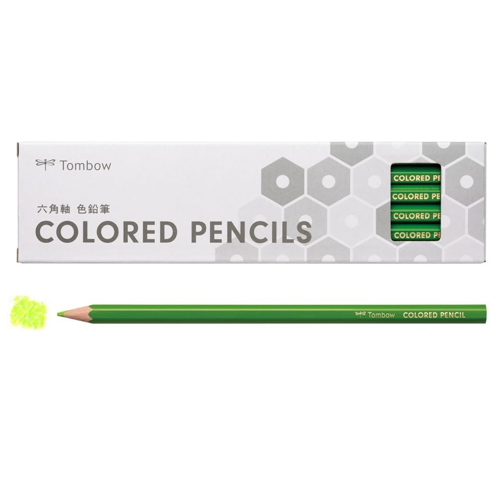 Tombow Цветной Одиночный Шестигранный Карандаш, 1 дюжина, Цвет, Желто-Зеленый, Корпус, (12 карандашей), CY-K06