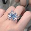 [Blue Butterfly Heart] Ins Blue Love Super Flash Ring Clear Index Finger Ring Versatile Design Ring
