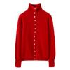 Autumn And Winter New Wool Turtleneck Two Wear Knitted Cardigan Long-Sleeved Solid Color Warm Loose Versatile Top Coat