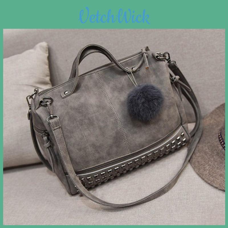 Chic And Spacious Casual Women Large Capacity Solid Rivet Shoulder Messenger Crossbody Bags