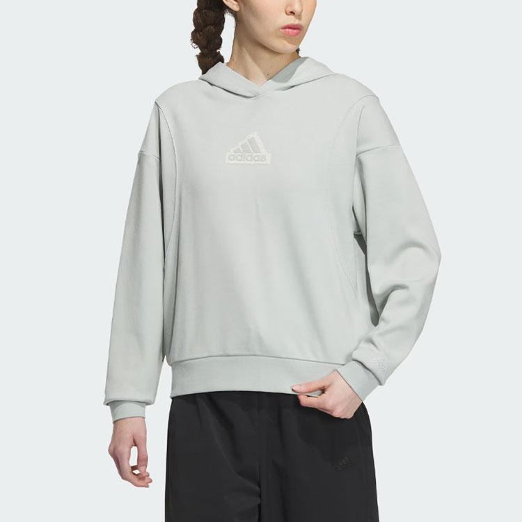 Adidas City Escape Hooded Sweatshirt With Solid Color Logo Women Tops Silver-Gray IP7077
