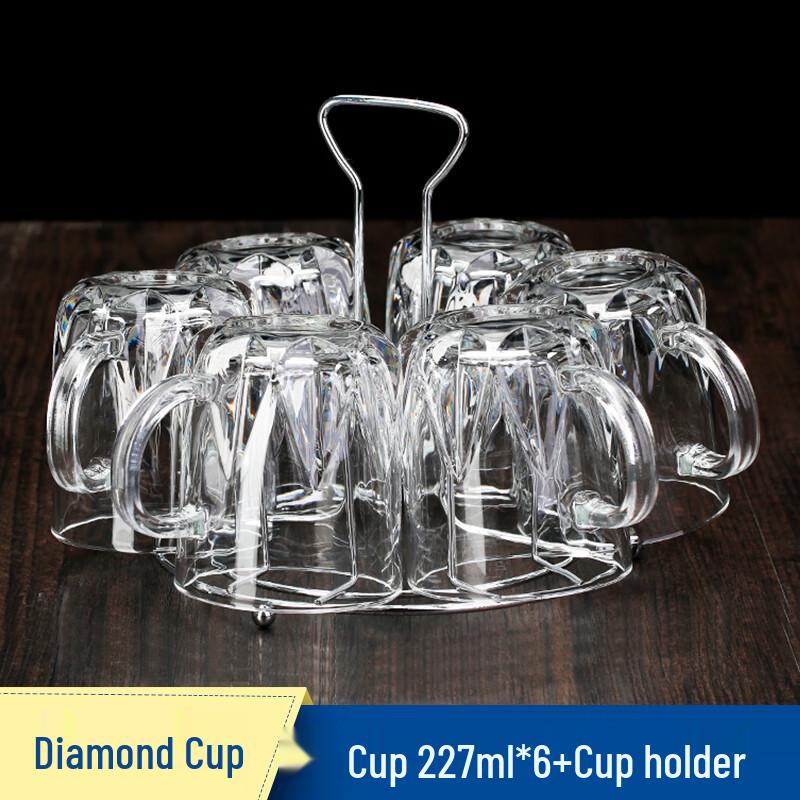 Shangqi Diamond Irregular Glass Cup Set with Drain Rack