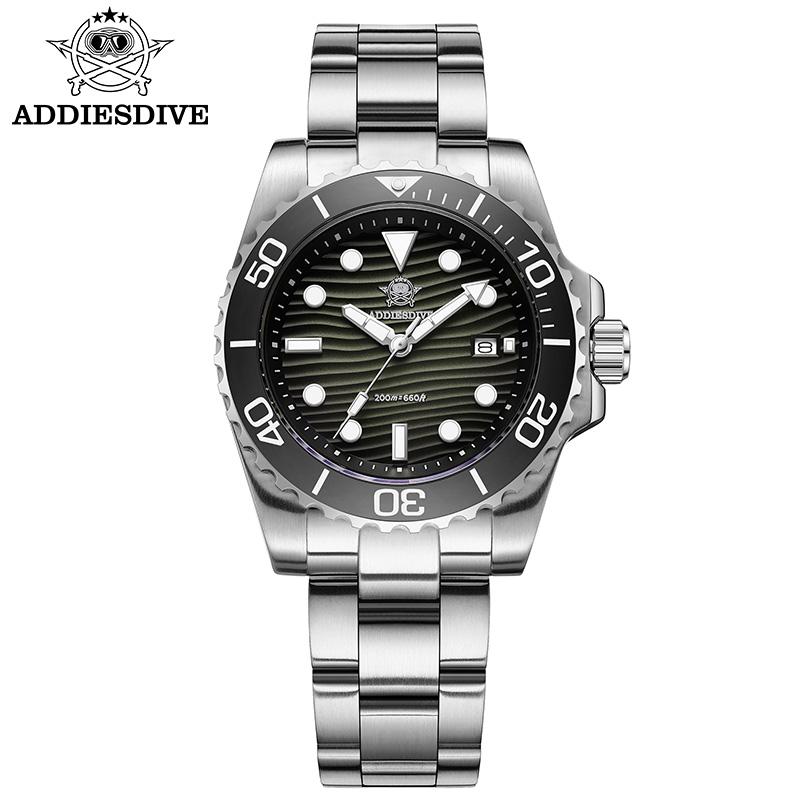 ADDIESDIVE New Watch 41mm Stainless Steel Diving Watches BWG9 Super Luminous 200m Waterproof Classic Quartz Wristwatch For Men