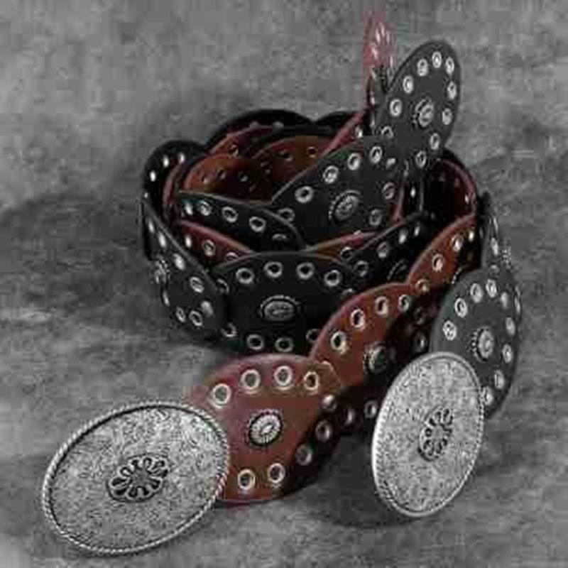 Wide Belt For Women Grommet Waist Chain Belt Discs Chain Belly Chain For Dress Western Oval Belt Waist Chain