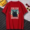 Funny Print Pew Pew Madafakas Black Catcartoon Tshirt Hipster Casual Unisex Cotton Clothes Loose Tshirt Harajuku Crewneck Unisex Tops