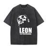 Ρετρό Πλυμένα T-shirts Ταινίας Leon The Professional Ανδρικό Κλασικό Γοτθικό Κοντομάνικο T-shirt 100% Βαμβακερά T-shirts