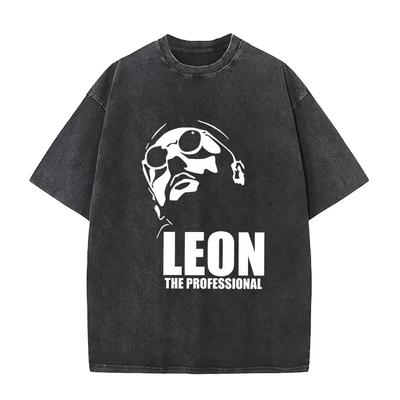 Retro Mosott Leon, a Profi Film Pólók Férfi Klasszikus Gótikus Rövid Ujjú Póló 100% Pamut Pólók