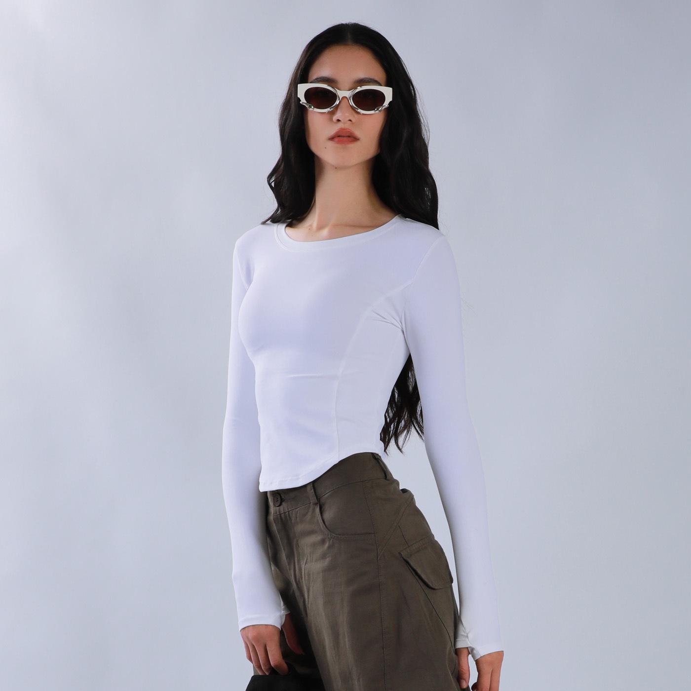 High Elastic Breathable Long Sleeve Sports Top for Fitness & Pilates Large