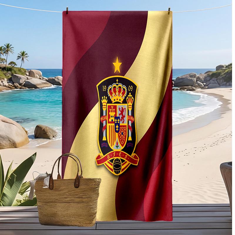 Spain Football Print Beach Towel Quick Dry Super Absorbent Soft Bath Towel for Swimming Beach Travel Fan Souvenir Gift