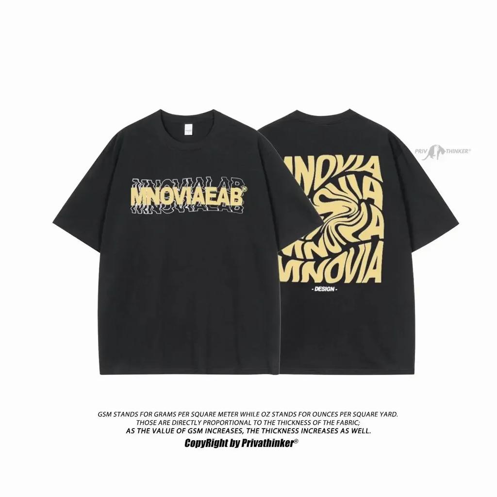 American 210GSM Printed T-shirts Men Oversized T-Shirt Summer Cotton Short Sleeve Tees Ins Male Top Streetwear Versatile Clothes