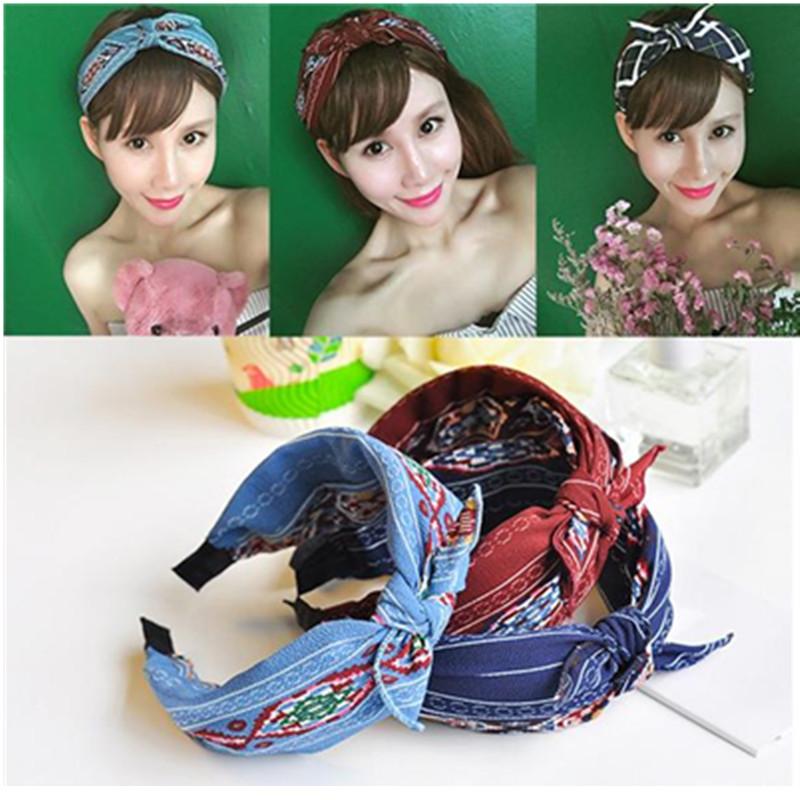 Blaues Schleifen-Stirnband Haarband für Frauen Haarschmuck Erwachsene Punkte Schleife Haar-Stirnband Mädchen Teenager Hartes Stirnband Gestreift