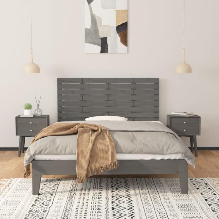 824730 vidaXL Wall-mounted Headboard Grey 126x3x63 Cm Solid Pine Wood