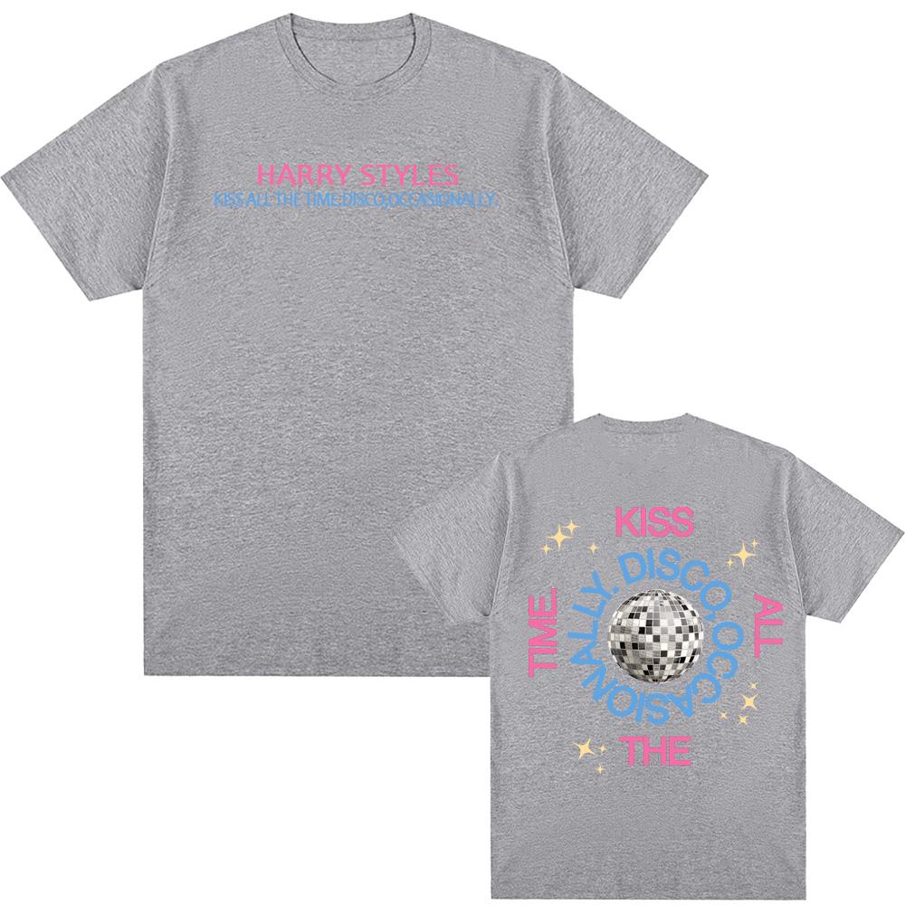 HarryStyle new album Print Tee album Kiss All The Time High Quality TEES Summer Harajuku 100%cotton Casual  Round Neck Tees funny Men womens clothes