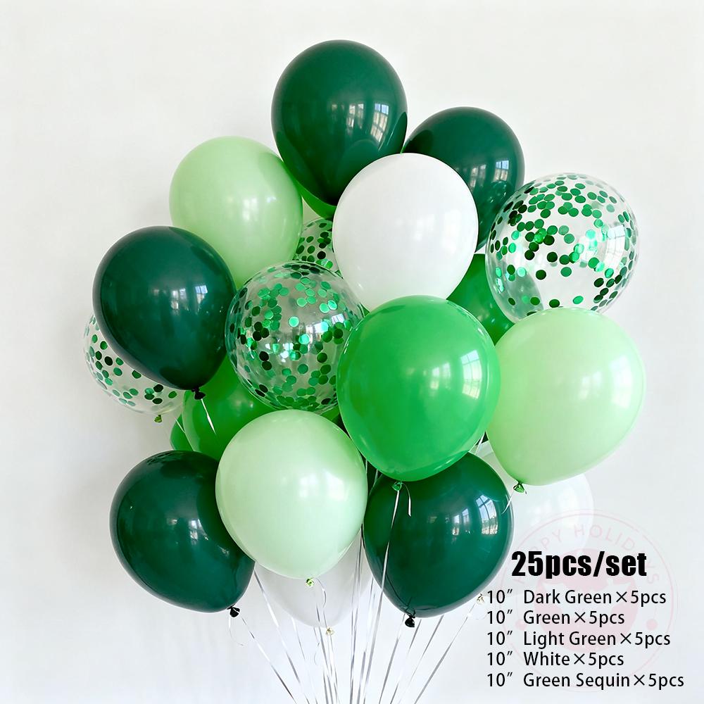 

25pcs 10 Matte Green Balloon Decoration Light Green Latex Balloons Green Glitter Balloon Set Birthday Wedding Event Scene Decor 10inch 25pcs