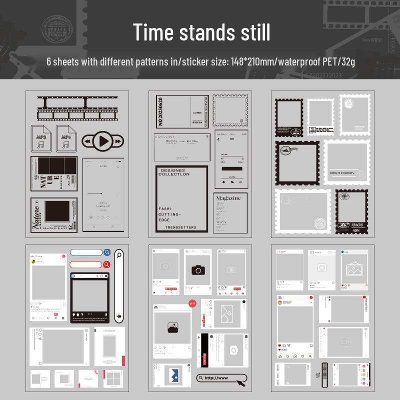 Retro Film & Photo Frame Journal Stickers Pack - DIY Collage & Pet Designs