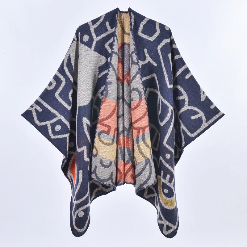 

New women s scarf shawl simple thickened cartoon pattern cape cape 130x150cm