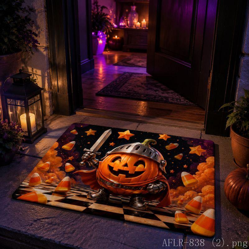 Halloween Pumpkin Ghost Door Mat Non-Slip Entry Rug Porch Party Floor Carpet Home Decor