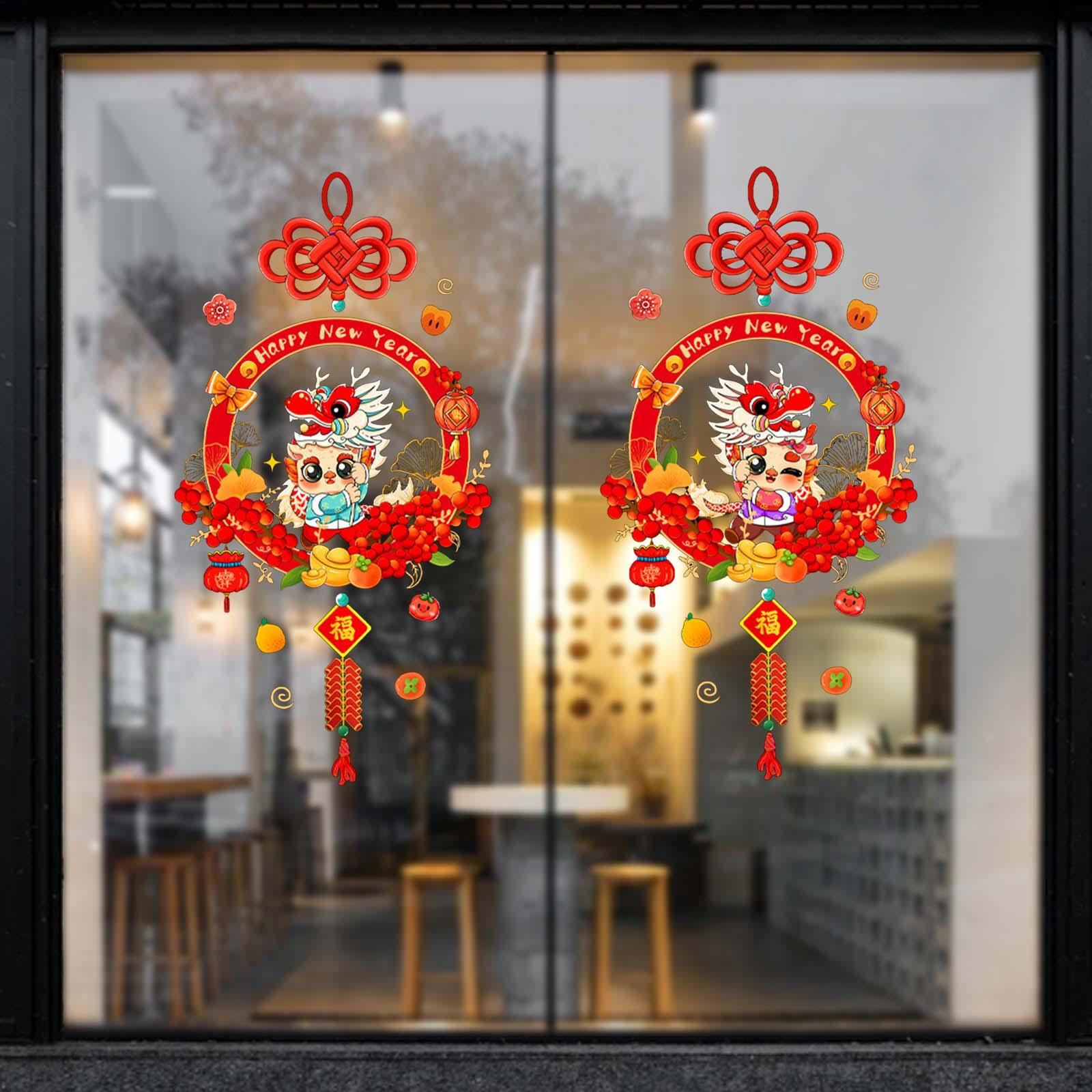 Chinese Year Window Clings Spring Festival Decor Ornaments Decorative Stickers for