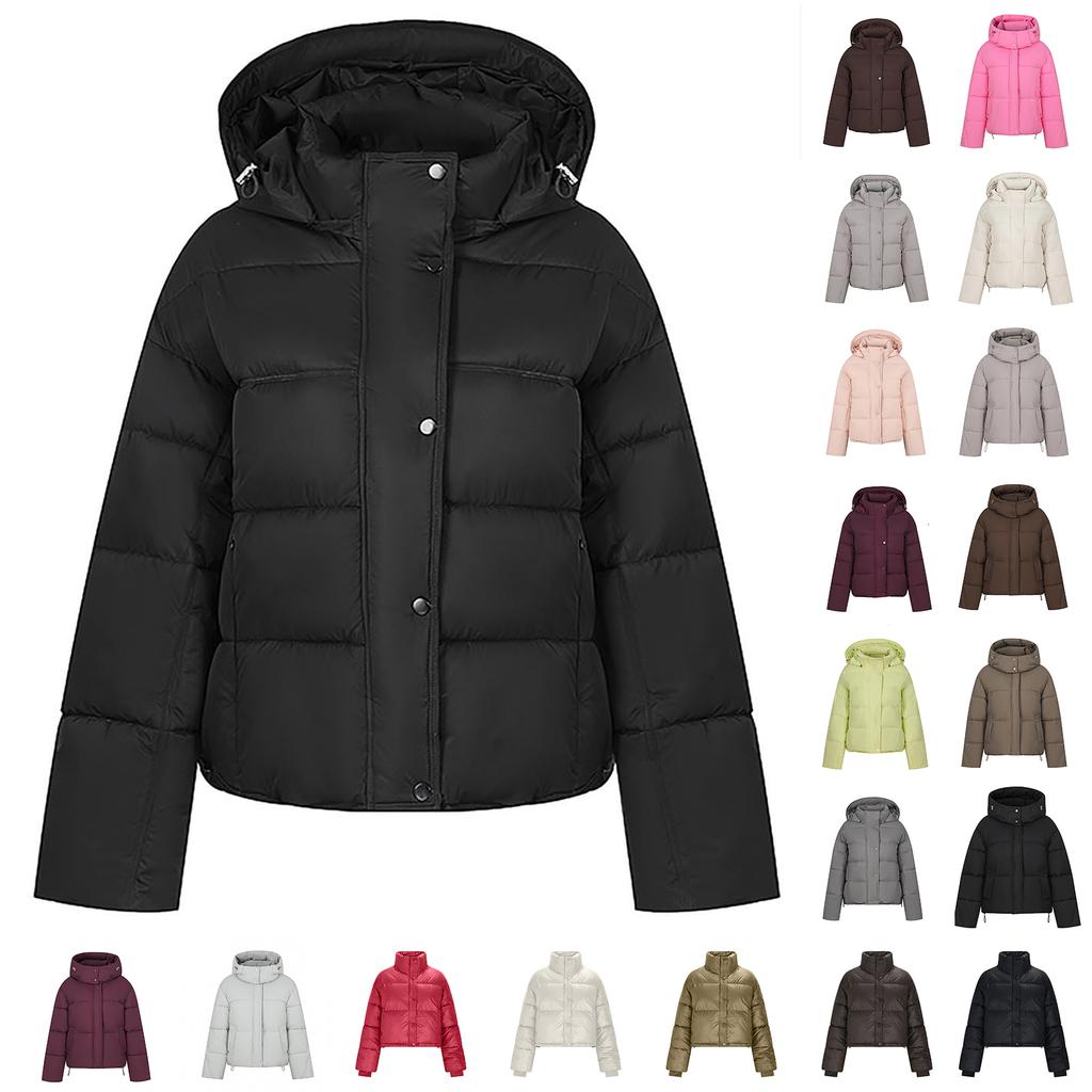 Ladies' Fashionable Solid Color Long Sleeved Loose Warm Hooded Jacket