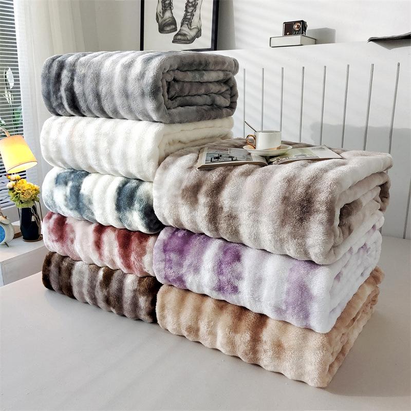 Cross-Border Ink Painting Double-Sided Flannel Blanket Shawl