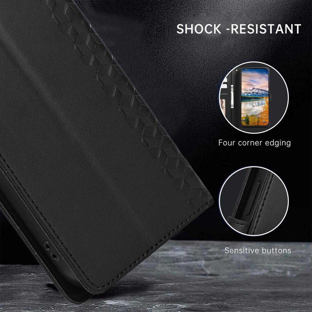 Skórzane etui na Google Pixel 10 Pro/10/9 Pro/9 z wytłaczaną siatką rombów 3D, portfelowe, z zawieszką