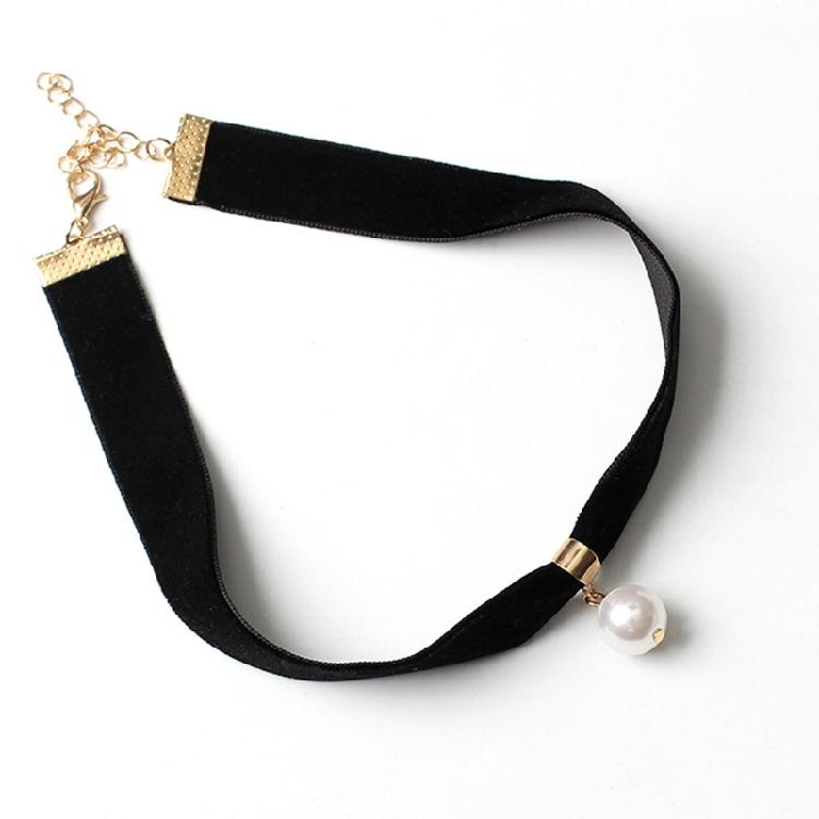 Pearl Choker Necklace for Women Jewelry Black Velvet Rope Collar Choker Necklace