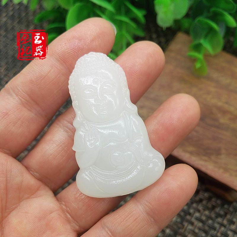 Afghanistan White Jade Baby Buddha Pendant Necklace