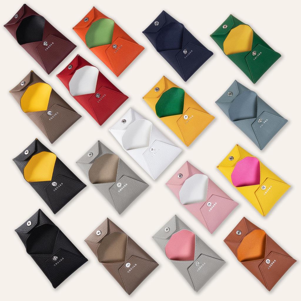 Portamonete COGURE, Vera Pelle di Vitello Ristretta, Bifold, Unisex, Confezionato in Scatola Regalo, COPECP, Rosa e Bianco